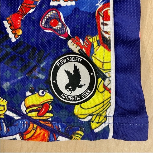 Flow Society Lacrosse Shorts Boys XL Fortnite Lax Beef Boss Blue Red Video Games - Picture 3 of 5